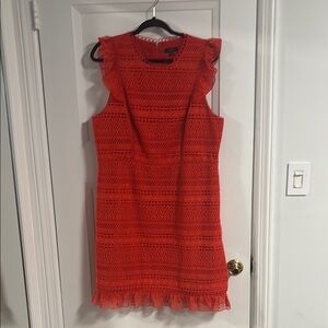 J. Crew Red lace Sleeveless Crew Neck Dress